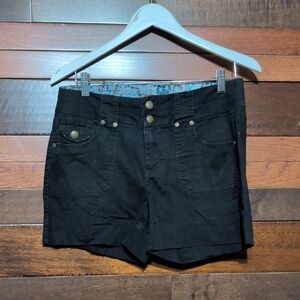 One 5 One Black Women's Casual Shorts with Button Front